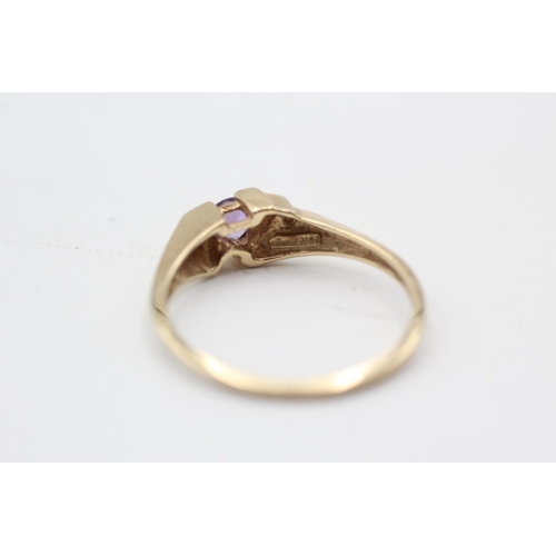 76 - A 9ct gold amethyst solitaire ring, size Q - approx. gross weight 1.7 grams