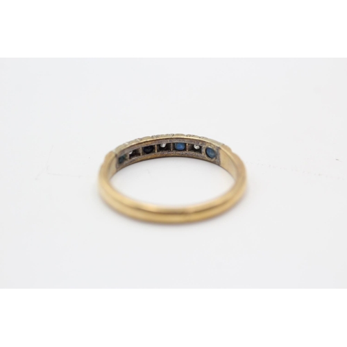 81 - A 9ct gold diamond and sapphire half eternity ring, size Q - approx. gross weight 2.5 grams