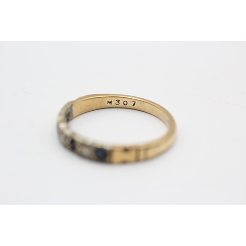 81 - A 9ct gold diamond and sapphire half eternity ring, size Q - approx. gross weight 2.5 grams