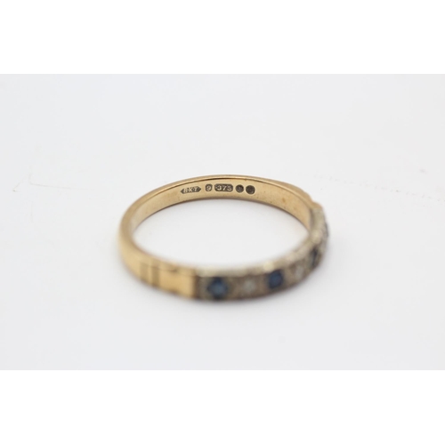 81 - A 9ct gold diamond and sapphire half eternity ring, size Q - approx. gross weight 2.5 grams