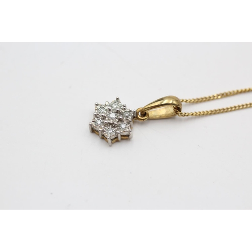 9 - A 9ct gold diamond star pendant necklace and star stud earrings set - approx. gross weight 4 grams