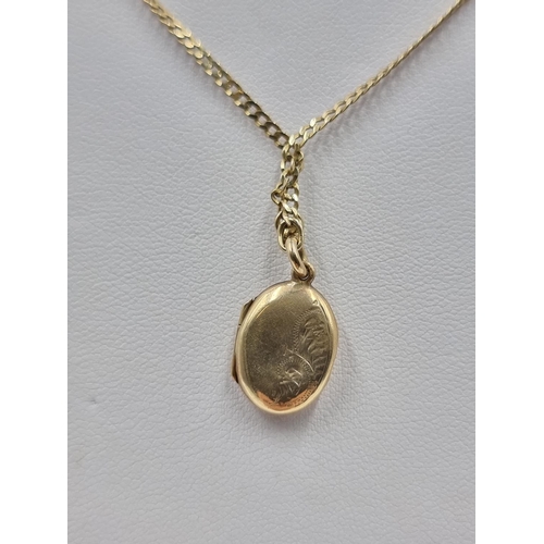 178 - A 9ct gold chain necklace with hallmarked Birmingham 9ct gold locket, dated 1962 - approx. gross wei... 