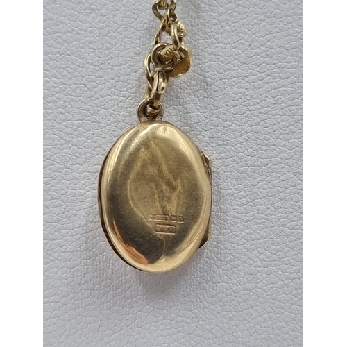 178 - A 9ct gold chain necklace with hallmarked Birmingham 9ct gold locket, dated 1962 - approx. gross wei... 