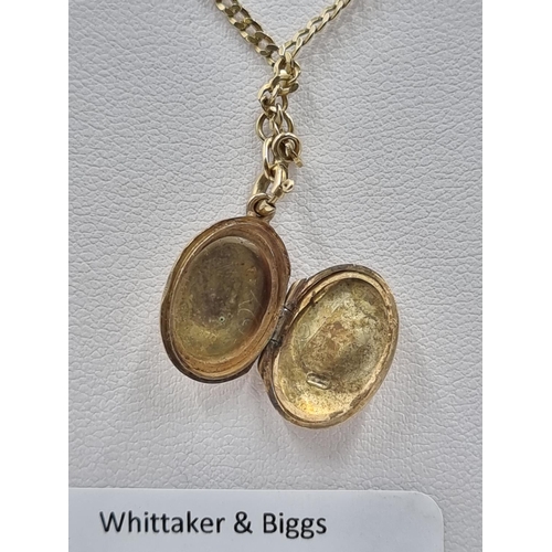 178 - A 9ct gold chain necklace with hallmarked Birmingham 9ct gold locket, dated 1962 - approx. gross wei... 