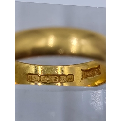 154 - A hallmarked Birmingham 22ct gold wedding band, date believed 1969, size N½ - approx. gross weight 3... 