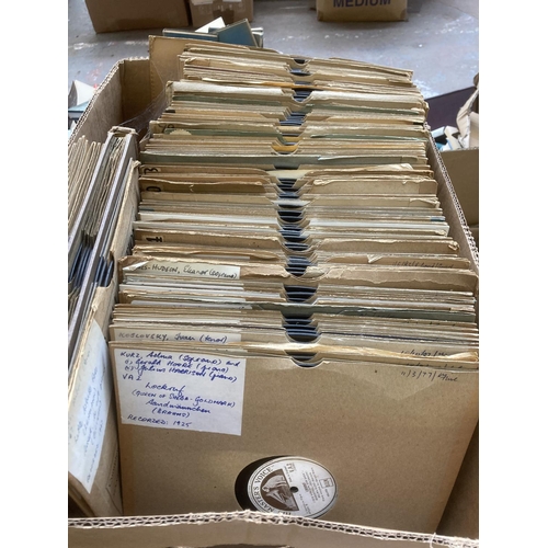 1667 - Twenty one boxes containing a large collection of assorted CDs shellac and vinyl records