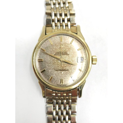 76 - A 1960s Omega Constellation automatic gent’s wristwatch with rare tropical dial, 15ct gold filled ca... 