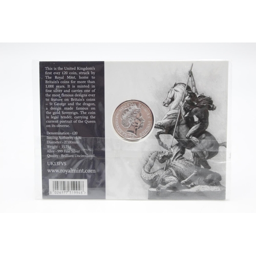 122B - A Royal Mint .999 fine silver £20 coin in original packaging, dated 2013 - approx. gross weight 15 g... 