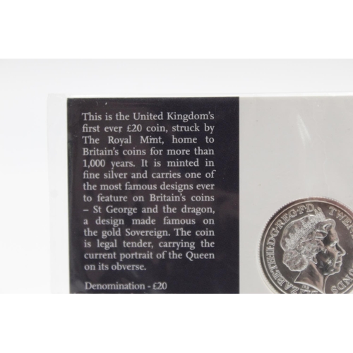 122B - A Royal Mint .999 fine silver £20 coin in original packaging, dated 2013 - approx. gross weight 15 g... 