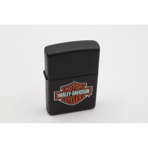 234 - A Zippo matte black Harley Davidson cigarette lighter with original box