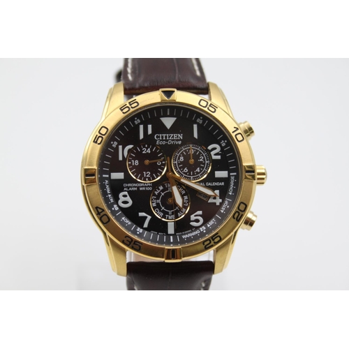 63 - A gent's Citizen Eco-Drive chronograph perpetual calendar light powered wristwatch