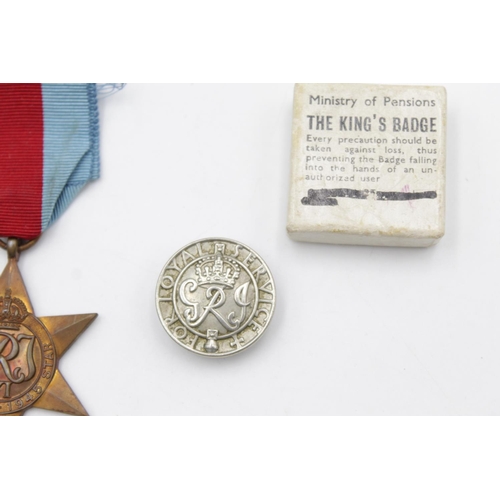 85 - A WWII Africa Star medal group with Wound Badge in original box addressed to  Mr A. Hall - Mansfield... 