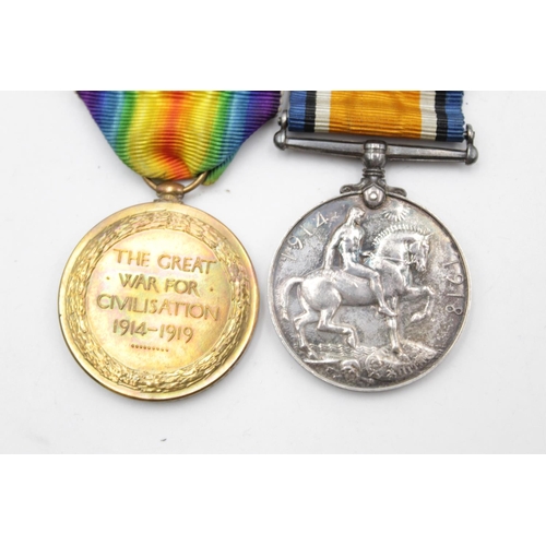 87 - A WWI medal pair with original ribbons presented to 196868 SPR. A. Bull R.E.