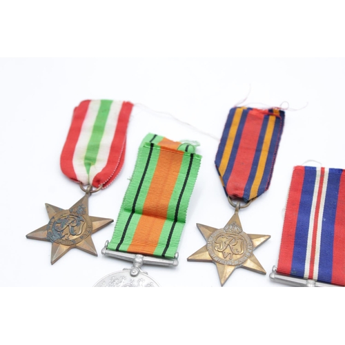 88 - Five WWII medals, one Burma Star, one Italy Star, one 1939-1945 Star, one Defence and one War