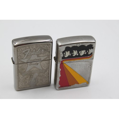 227 - Two assorted Zippo cigarette lighters, one Fender and one The Beatles