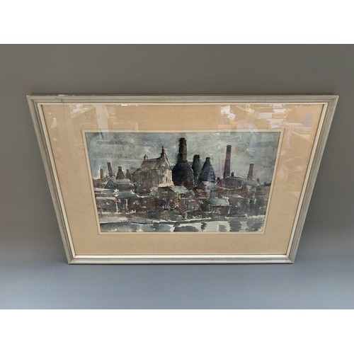 1271 - A framed Alston Emery (1913 - 1993, Burslem School of Art alumni) watercolour of a Stoke-on-Trent ca... 