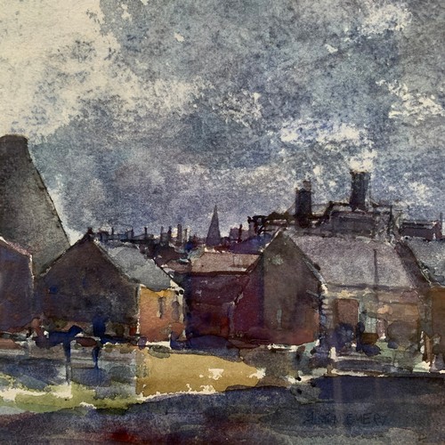 1270 - A framed Alston Emery (1913 - 1993, Burslem School of Art alumni) watercolour of a scene in Longport... 