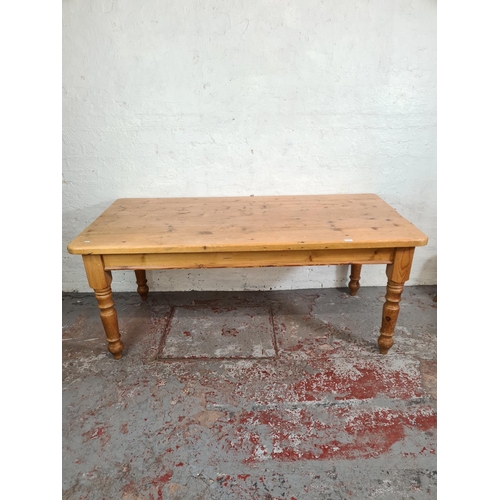 1116 - A Victorian style solid pine rectangular farmhouse dining table - approx. 78cm high x 88cm wide x 17... 