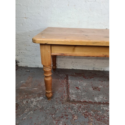 1116 - A Victorian style solid pine rectangular farmhouse dining table - approx. 78cm high x 88cm wide x 17... 