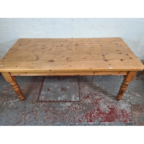 1116 - A Victorian style solid pine rectangular farmhouse dining table - approx. 78cm high x 88cm wide x 17... 