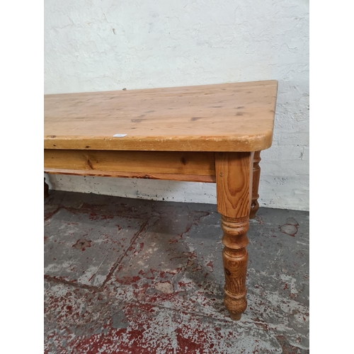 1116 - A Victorian style solid pine rectangular farmhouse dining table - approx. 78cm high x 88cm wide x 17... 