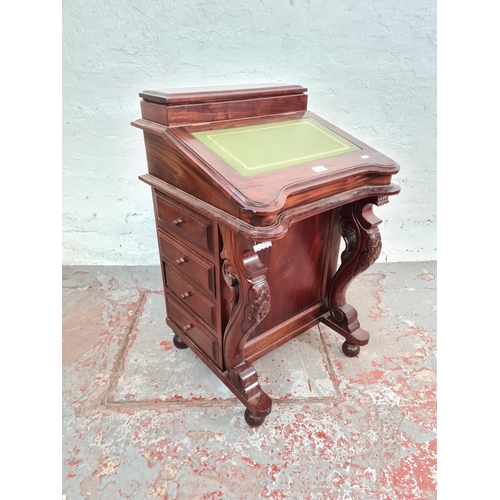 1125 - A 19th century style mahogany Davenport desk with green leather insert - approx. 87cm high x 55cm wi... 