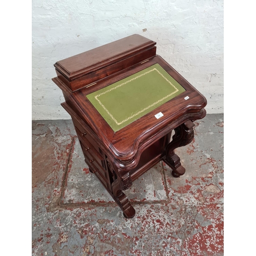 1125 - A 19th century style mahogany Davenport desk with green leather insert - approx. 87cm high x 55cm wi... 