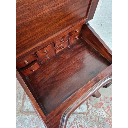 1125 - A 19th century style mahogany Davenport desk with green leather insert - approx. 87cm high x 55cm wi... 