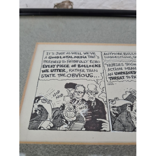 1262 - A framed 1988 Steve Bell cartoon - approx. 36cm wide x 21cm high