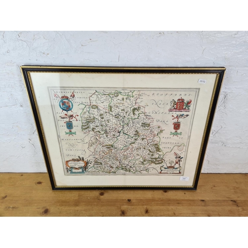 1267 - A framed reproduction map of Shropshire - approx. 63cm wide x 53cm high