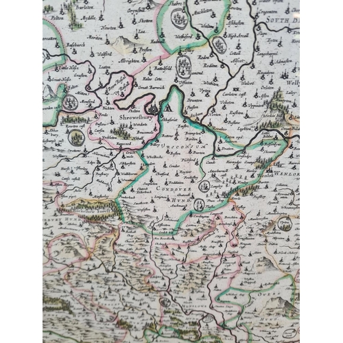 1267 - A framed reproduction map of Shropshire - approx. 63cm wide x 53cm high