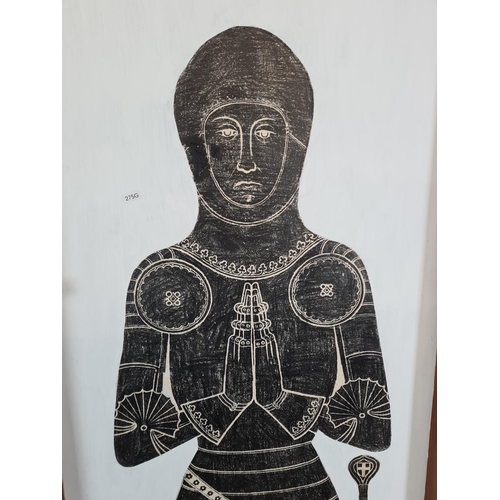 1274 - Two  Sir Roger de Trumpington brass rubbings - one approx. 184cm high x 59cm wide and one 183cm high... 