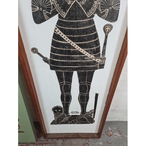 1274 - Two  Sir Roger de Trumpington brass rubbings - one approx. 184cm high x 59cm wide and one 183cm high... 