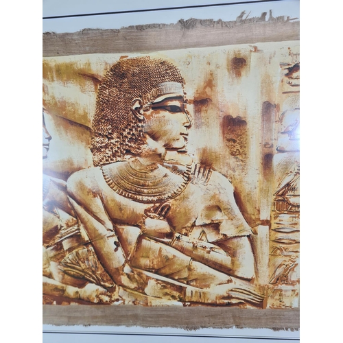 1275 - A gilt framed Egyptian print on parchment paper - approx. 120cm wide x 91cm high