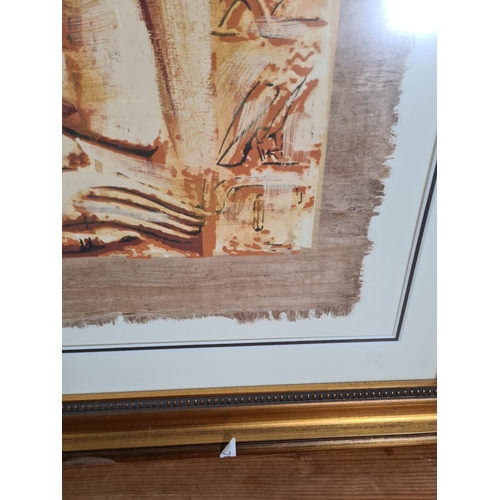 1275 - A gilt framed Egyptian print on parchment paper - approx. 120cm wide x 91cm high