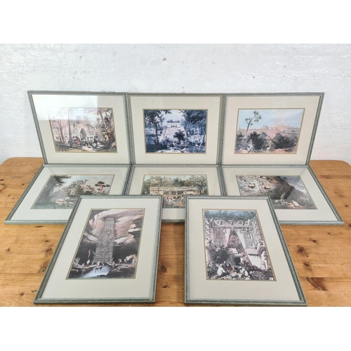 1278 - Eight framed Frank Catherwood Mayan prints