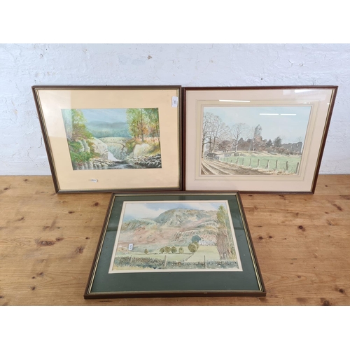 1285 - Three late 20th century framed W. Dumble watercolours - approx. 53cm wide x 43cm high