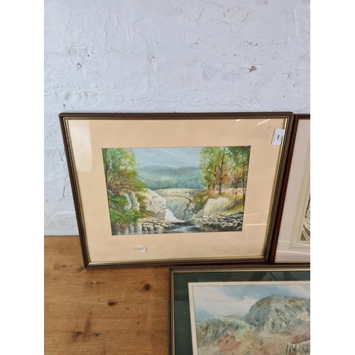 1285 - Three late 20th century framed W. Dumble watercolours - approx. 53cm wide x 43cm high