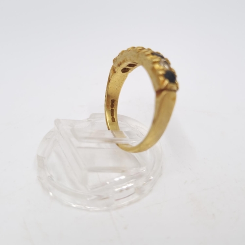 29 - A hallmarked London 18ct gold sapphire and diamond ring, size N - approx. gross weight 5.5 grams