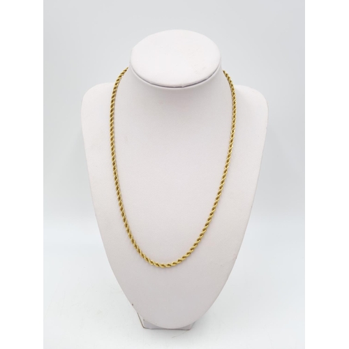 57 - Two 9ct gold twisted rope chain necklaces, one 46cm long and 3.9 grams and one 47cm and 4.45 grams