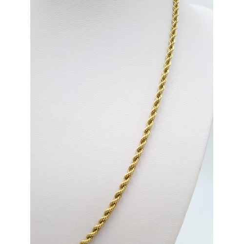 57 - Two 9ct gold twisted rope chain necklaces, one 46cm long and 3.9 grams and one 47cm and 4.45 grams