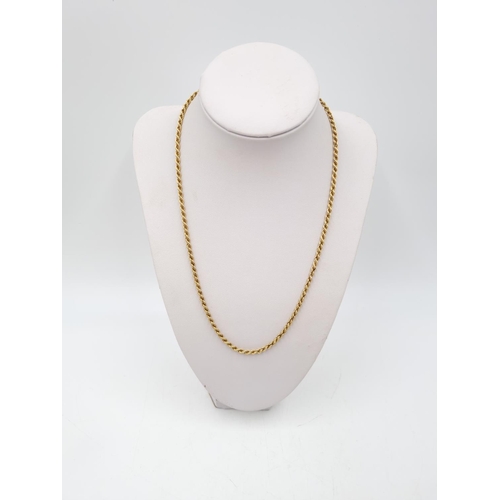 57 - Two 9ct gold twisted rope chain necklaces, one 46cm long and 3.9 grams and one 47cm and 4.45 grams