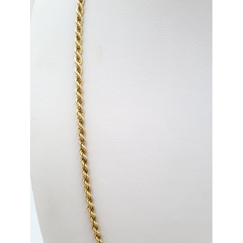 57 - Two 9ct gold twisted rope chain necklaces, one 46cm long and 3.9 grams and one 47cm and 4.45 grams