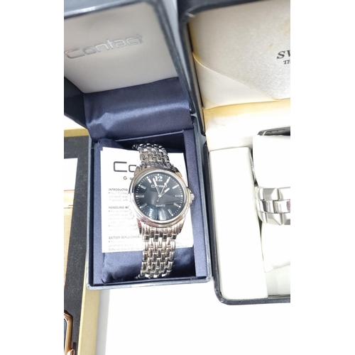 59 - A collection of assorted wristwatches to include boxed Swiss Balance with guarantee card, boxed Cont... 