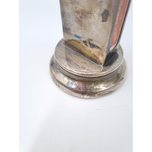 153 - An Edwardian hallmarked Birmingham silver weighted matchbox holder, dated 1910 - approx. 8cm high x ... 