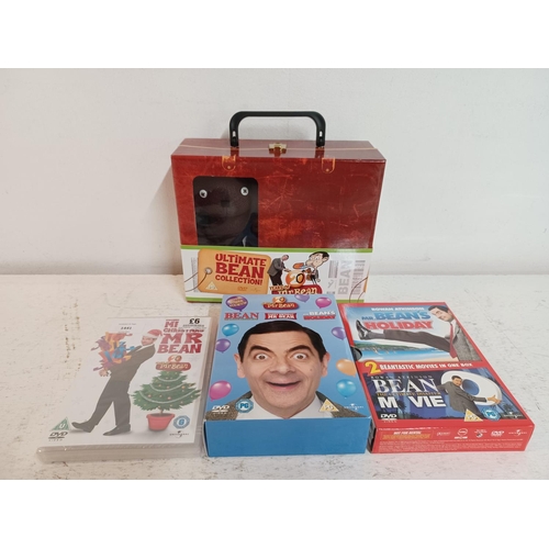 1441 - Four Mr Bean items, one sealed Merry Christmas Mr Bean DVD, one three film set, one two film set and... 