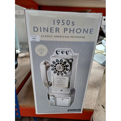 1431 - A boxed Wild & Wolf retro style 1950s diner phone