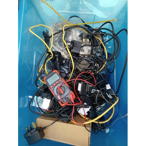 1432 - Three boxes containing a very large quantity of electronic cables and adaptors, RS Pro RS-14 digital... 