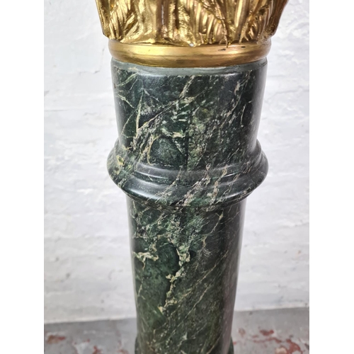 9 - A pair of mid/late 20th century green marble jardinière stands with gilt decoration - approx. 119cm ... 