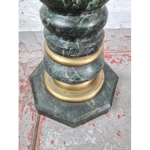 9 - A pair of mid/late 20th century green marble jardinière stands with gilt decoration - approx. 119cm ... 